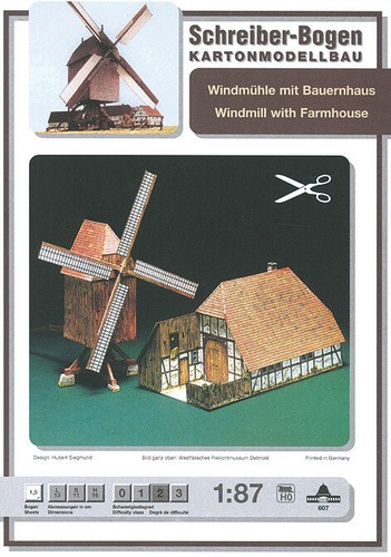Kartonmodell windmühle mit - kartonmodell,