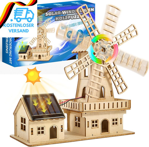 Holzpuzzle windmühle solar - holzpuzzle,